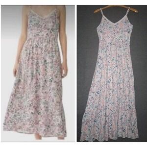 Rachel Zoe Flowy Tiered Pastel Floral Maxi Dress Size 6 Pink Sundress Cottagecor